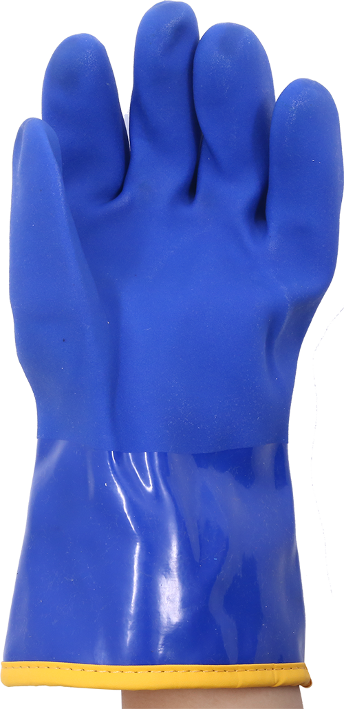 蓝色加绒PVC防水耐酸碱手套